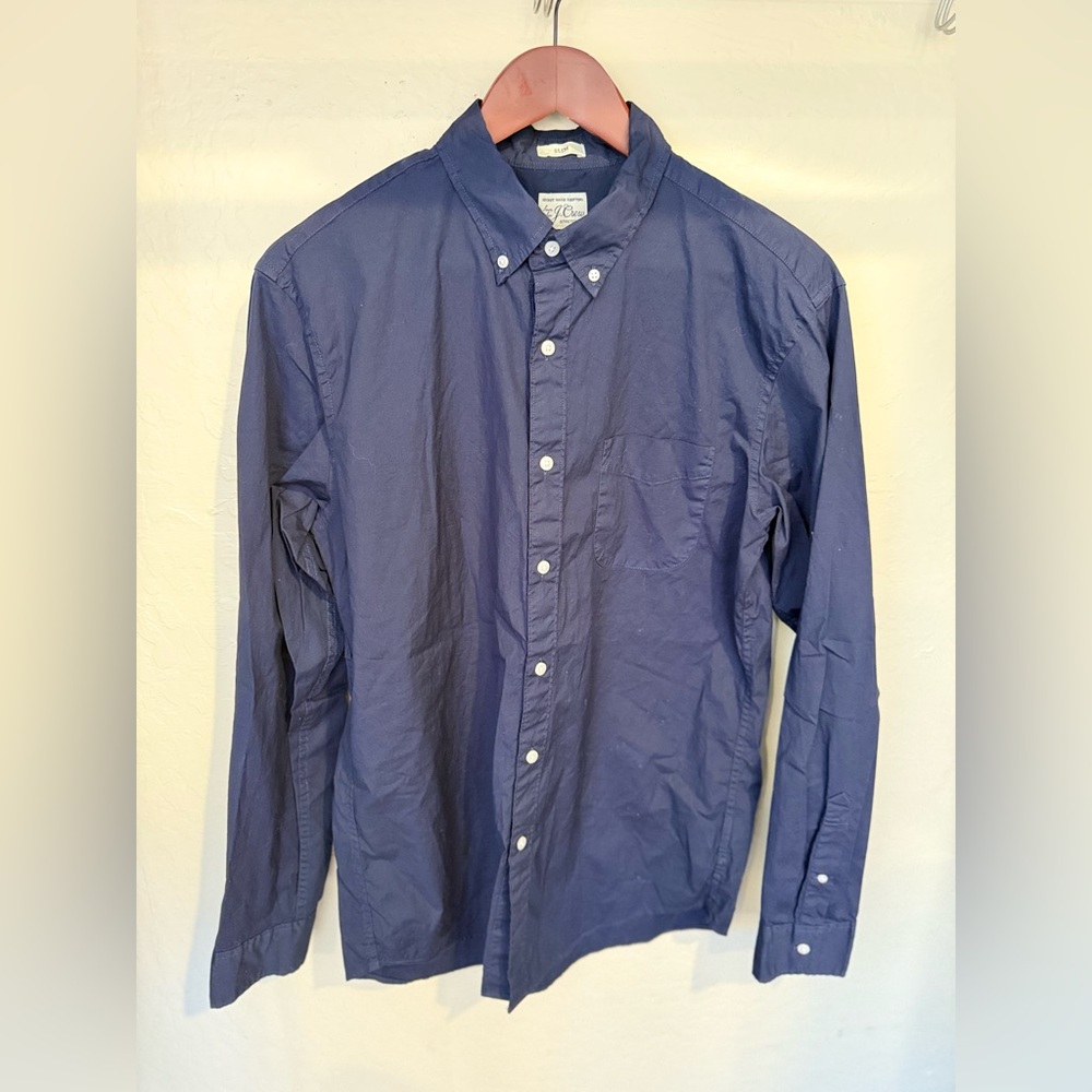 J. Crew navy slim Casual Button-Down Shirt M